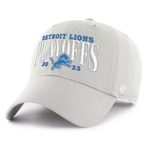 Detroit Lions 47 Brand 2023 Playoff Clean Up Hat Unisex Gray Adjustable Cotton